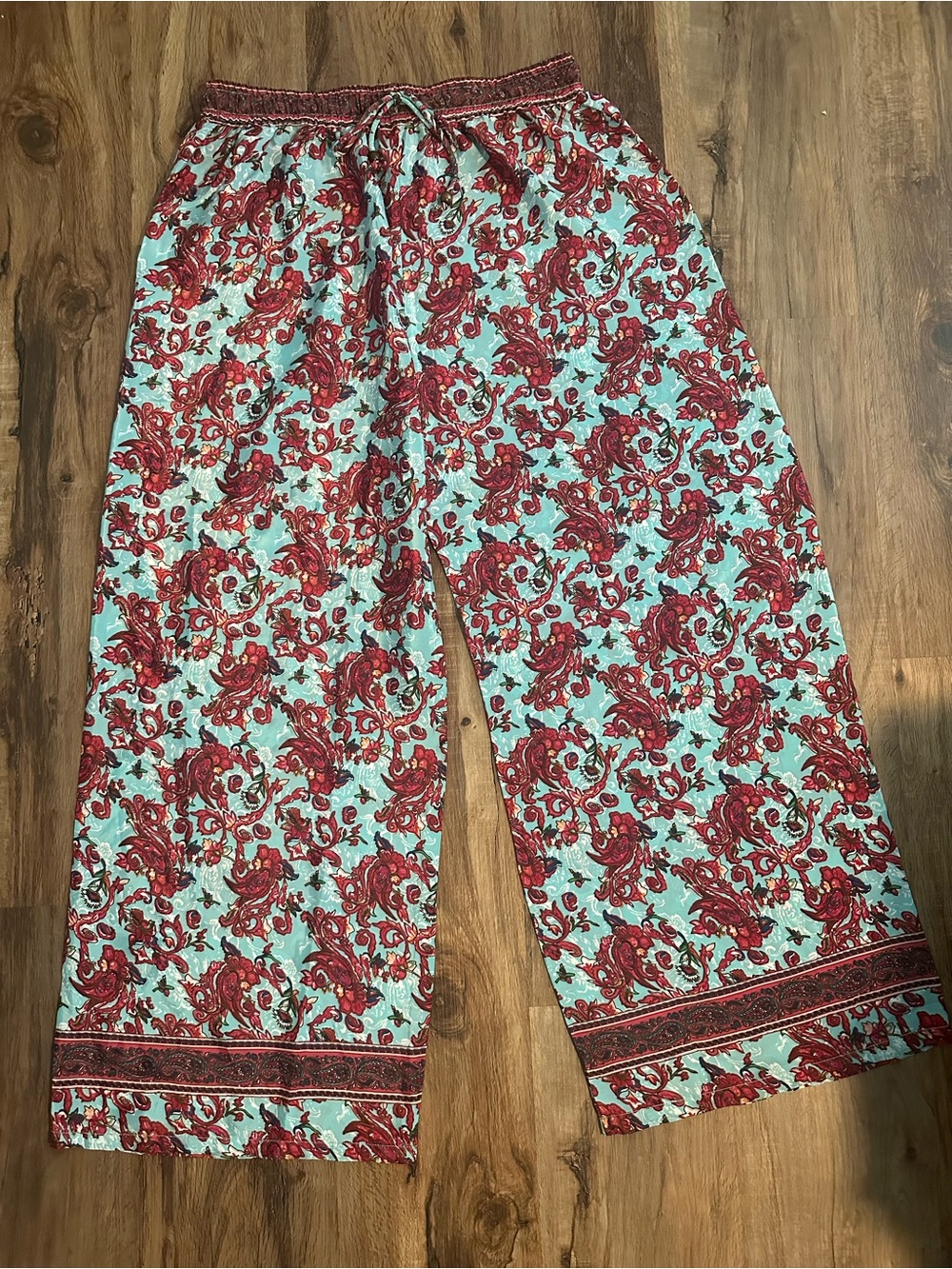 Earthbound Trading Co Palazzo Wide Leg High Rise Pants Bohemian Sz L